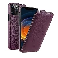 Genuine Leather Flip Case for iPhone 13 Pro Max 12 Mini 11 Business Luxury Vertical Open Real Cow Phone Cases Bag Cover,Purple,for iPhone11 Pro Max
