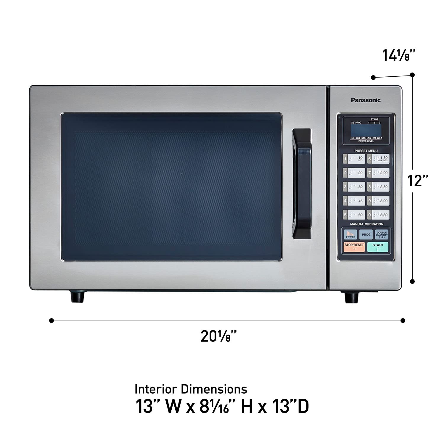 Panasonic Countertop Commercial Microwave Oven with 10 Programmable Memory and Touch Screen Control, 1000W of Cooking Power - NE-1054F - 0.8 Cu. Ft (Stainless Steel)
