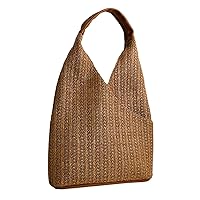 Women's Straw Shoulder Bag Bucket Hobo Purse Woven Top Handle Bag Summer Beach Net Handbag Large Totes