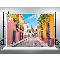 7(W) x5(H) FT Mexico Streets Photography Backdrop Alley Pathway San Miguel de Allende Guanajuato Background, Birthday Baby Shower Holiday Travel Photo Booth Studio Props