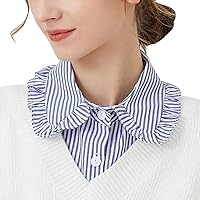 Fake Collar Detachable Blouse False Collar Half Shirts Collar Blue Stripes Designed Top Elegant for Women Girls