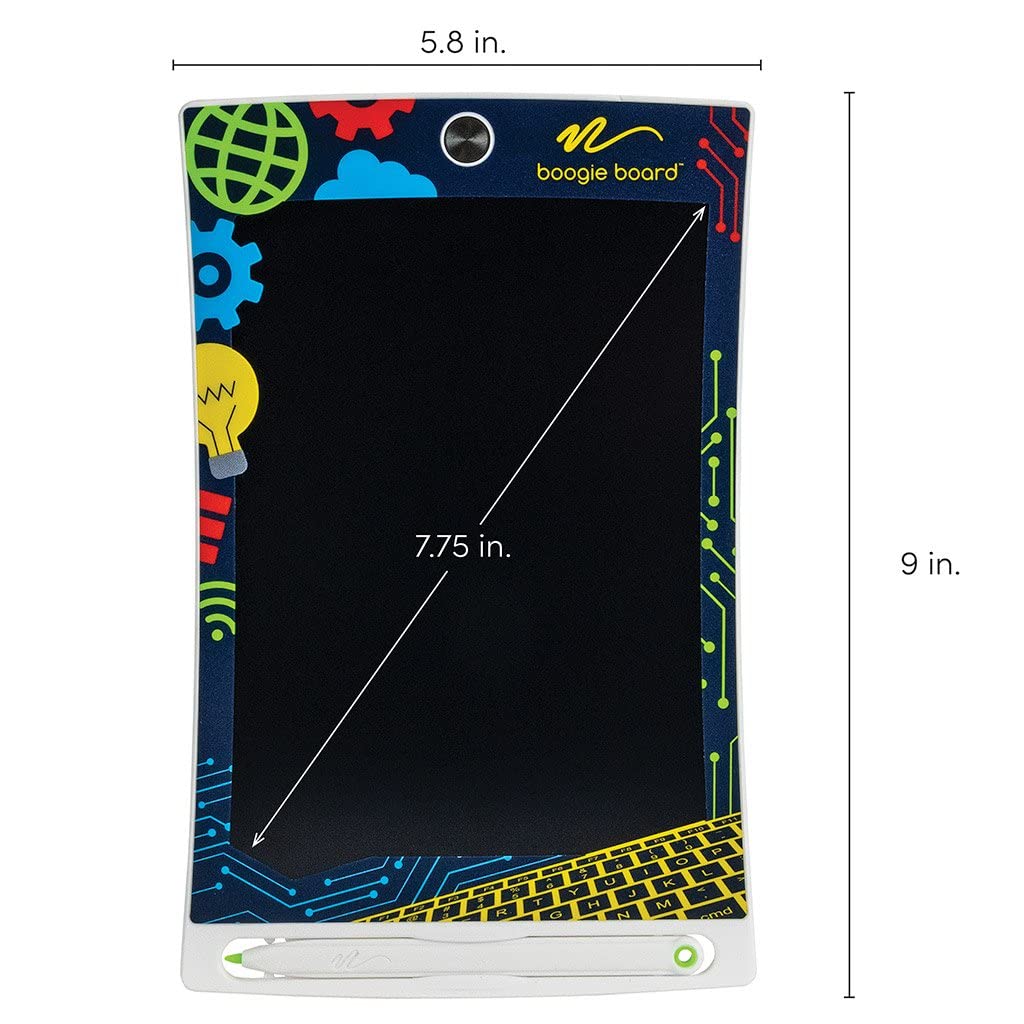 Boogie Board Jot Kids Lil Pros Reusable Writing Tablet with 8.5 in Kids Drawing Board, Stylus, Built-in Kickstand, Hard Protective Cover, Ages 4+, Lil Coder