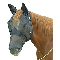 Cashel Quiet Ride Horse Fly Mask with Long Nose and Ears, Black, Draft