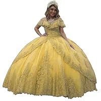 Women's Off The Shoulder Quinceanera Dresses Lace Appliques Ball Gown Sweet 16 Dresses