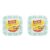 Glad Printed Disposable Paper Plates, 8 1/2 Inch | Heavy Duty Soak Proof Paper Plates with Beautiful Teal Printed Design | 50 Count Square 8.5 In. Paper Plates, Aqua (Pack of 2)