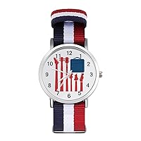 Rock N Roll USA Flag Nylon Watch Adjustable Wrist Watch Band Easy to Read Time with Printed Pattern Unisex