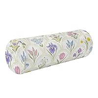 Spring Garden Flowers Medallion Bolster Pillow Cotton Neck Roll Pillow Cover Round Pillows for Sleeping Cylinder Neck Pillow Cervical