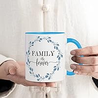House Warming Gifts New Home Family Is Forever Mug 11oz Circle Garland Wreath Ceramic Ceramic Tea Cup Restaurant Coffee Mugs for Cereal Coffee Milk Cappuccino