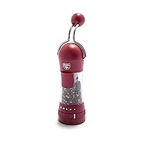 Salt and Pepper Grinder, Mess-Free Ratchet Mill, Adjustable Coarseness and Easily Refillable, Red