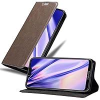 Book Case Compatible with Motorola Moto G7 Power in Coffee Brown - with Magnetic Closure, Stand Function and Card Slot - Wallet Etui Cover Pouch PU Leather Flip