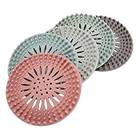 5Pcs Hair Catcher Shower Drain Covers Basement Sewer Bathroom Hair Filter Kitchen Sink Washbasin Blocking Silicone Hairproof Floor Drain Cover Small Sink Plunger (Pink, One Size)