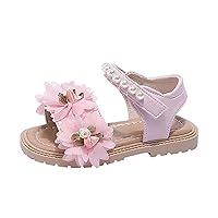 Toddler Pool Slides Girls' Sandals Summer Children's Soft Sole Shoes Pearl And Flower Decoration Toddler Sandals Size 9