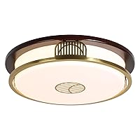 Chinese Style LED Ceiling Light,Wood Flush Mount Light Fixture with Acrylic Lampshade, 3 Color Dimmable Ceiling Lamp with Remote Control,for Living Room, Bedroom, Dining Room (Round,50cm)