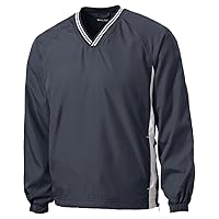 Sport-Tek Tall Tipped V-Neck Raglan Wind Shirt LT Graphite Grey/ White