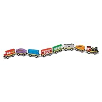 Melissa & Doug Wooden Train Cars (8 pcs) - Magnetic Train, Wooden Train Toys, Train Sets For Toddlers And Kids Ages 3+