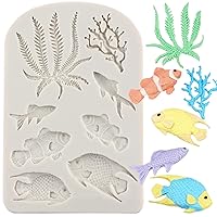 Marine Theme Fondant Silicone Mold Seaweed Sea Fish Coral Mold For Cake Decorating Cupcake Topper Candy Chocolate Gum Paste Polymer Clay Set Of 1