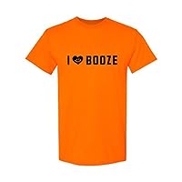 I Love Booze Heart T-Shirt Let's Party Funny Graphic Tee Drinking T-Shirt 100% Cotton