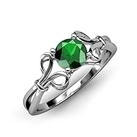 Emerald Floral Solitaire Ring 0.75 ct in 925 Sterling Silver