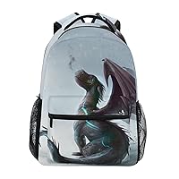 ALAZA Cute Dragon on The Snow Backpack Purse with Multiple Pockets Name Card Personalized Travel Laptop School Book Bag, Size M/16.9 inch