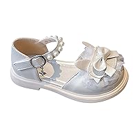 Girls' Summer Bow Lace Pearl Lace Up Sandals Closed Toe Soft Bottom Princess Shoes Beach Vacation Sandals