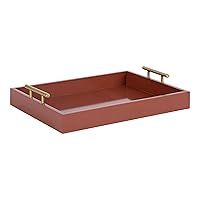 Kate and Laurel Lipton Decorative Modern Rectangular Tray, 16.5 x 12.25, Red and Gold, Chic Serving Tray for Storage, Organization, and Display