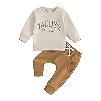Karwuiio Toddler Baby Boy Girl Clothes Fall Winter Outfits Letter Printed Long Sleeve Sweatshirt Tops Pants 2Pcs Clothes Set