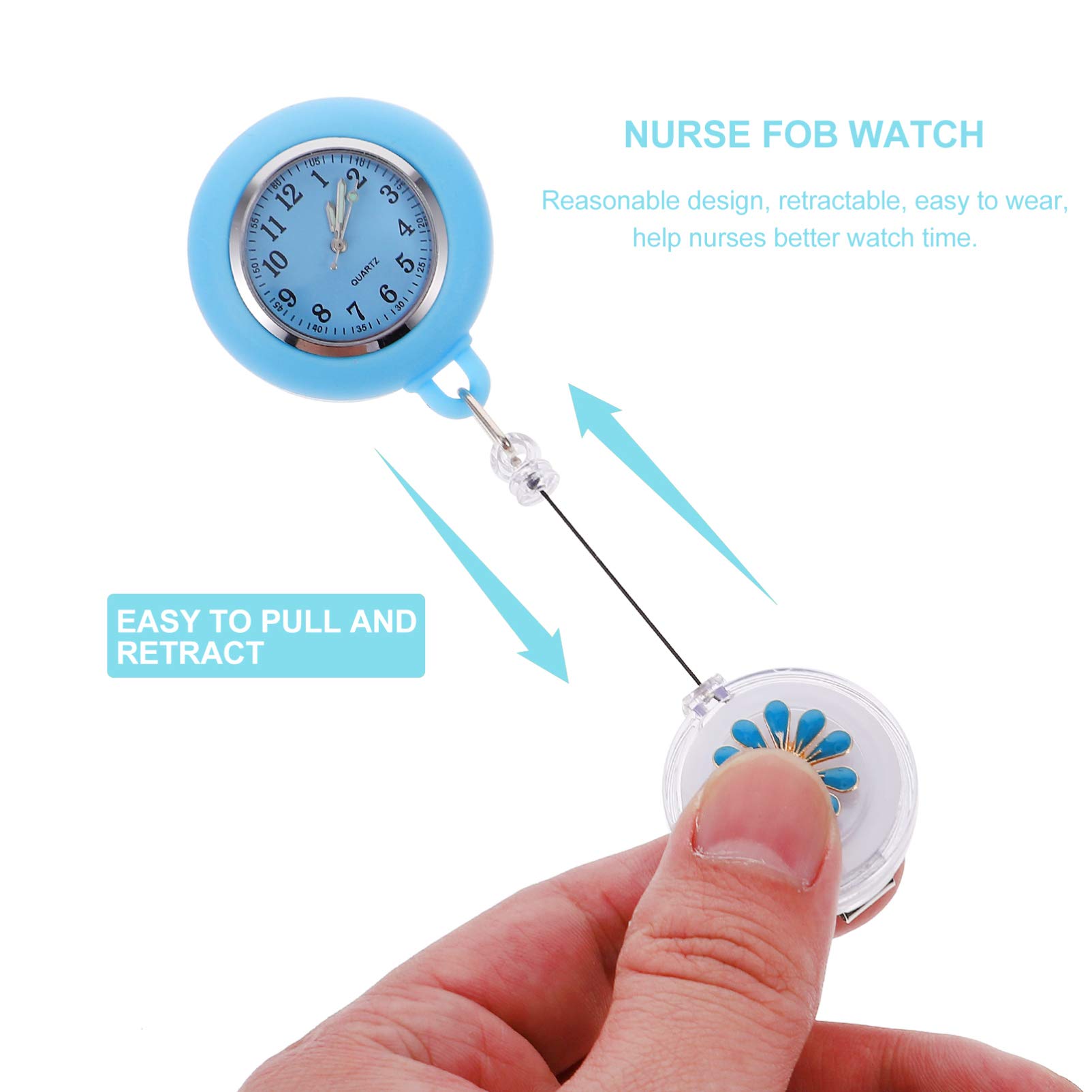 Hemobllo Nurse Pocket Watch, Clip- on Nursing Watch Retractable Nurse Fob Watch Hanging Nurse Watches Badge Pocket Watch for Doctors Nurses Rock Climbing Mountaineering