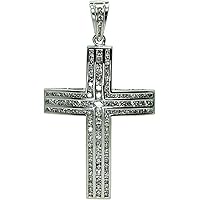 DTJEWELS 1.40 CT Round Cut VVS1 Diamond Religious Cross Charm Pendant 14K White Gold Over Sterling Silver