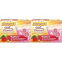 Emergen-C (30 Count, Raspberry Flavor, 1 Month Supply Dietary Supplement Fizzy Drink Mix with 1000mg Vitamin C, 0.32 Ounce Packets, Caffeine Free (Pack of 2)