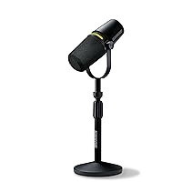 Shure MV7+ Podcast Microphone with Stand. Enhanced Audio, LED Touch Panel, USB-C & XLR Outputs, Auto Level Mode, Digital Pop Filter, Reverb Effects, Podcasting, Streaming, Recording - Black
