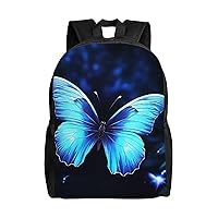 Blue Butterfly Backpack Casual Travel Daypacks Lightweight Laptop Bags Camping Bag For Women Men