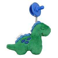 Itzy Ritzy Pacifier & Lovey Set - Includes Silicone Pacifier with Stuffed Animal Lovey - Detachable Plush Dinosaur Pacifier Holder & Coordinating Blue Silicone Pacifier, Ideal for Ages 0 Months & Up