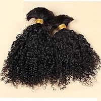Afro Kinky Curly Hair Bulk Human Hair Bulk For Braiding No Weft Braids Extensions 100g Per Bundle Natural Color for Woman (1 Bundle 100g, 14inch)