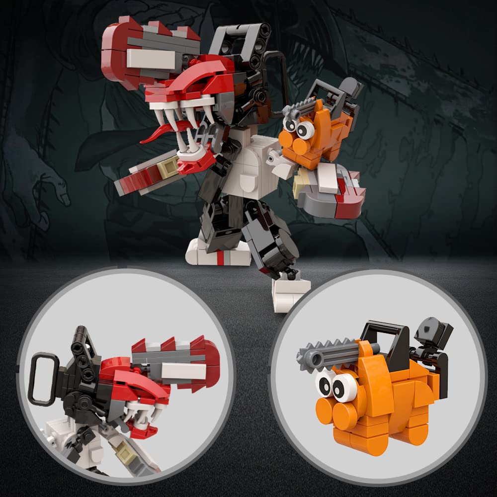MOOXI-MOC Anime Chainsaw Mini Man Building Set,Creative Action Figure Building Block Model Toy Kit,Made for Anime Fans(239pcs)