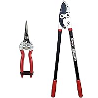 gonicc Professional Micro-Tip Pruning Snip (GPPS-1008) and 30 inch SK-5 Steel Blade Anvil Lopper, Small Garden Hand Pruner & shears For Arranging Flowers, Trimming Plants & Hydroponic Herbs.