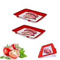 Food Preservation Tray,Stackable Food Tray Reusable Creative Fresh Tray Storage for Food Preservation (Size : 2pcs)