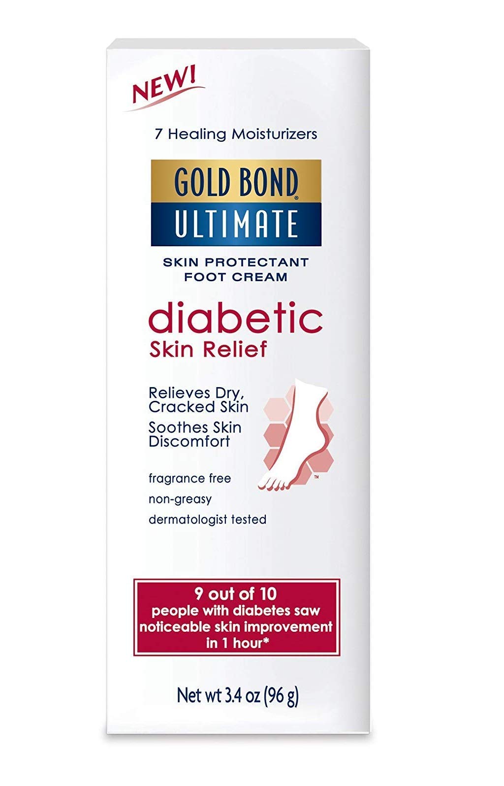 GOLD BOND ULTIMATE Diabetics’ Dry Skin Relief Foot Cream, 3.4 Oz (Pack of 2)