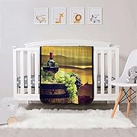 Double Sided Fabric Flannel Throw Blanket Grapes Bottles and Glasses Green Fade Resistant Super Soft Blankets 50