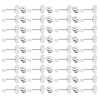 200 PCS 8mm Silver Plated Earrings Posts Flat Pad Hypoallergenic Flat Pad Earring Studs with 925 Sterling Silver Earring Backs and Rubber Earring Backs for Jewelry Making Findings