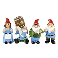Gnometastic Mini Gnomes Set of 4, Gnomes Behaving Badly - Small Funny Garden Gnome Figurines for Fairy Garden, Indoor, Outdoor Lawn Decoration