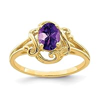 14k 7x5mm Oval Natural Amethyst Checker Ring Y2227AC