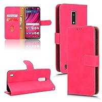 Cell Phone Case Wallet Compatible with BLU View 4 Case with Card Holder,Flip Case PU Leather Phone Wallet Case with Wrist Strap Shockproof Protective Cover (Color : Rose red)