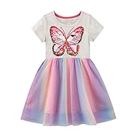 Girls Butterfly Print Dresses Butterfly Sequins Gradient Dress Cute Summer Sundress 2 to 7 Years and Dresses