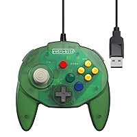 Retro-Bit Tribute 64 USB Controller for PC, Switch, Mac, Steam, RetroPie, Raspberry Pi - USB Port - (Forest Green)