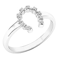 Dazzlingrock Collection 0.05 Carat (ctw) Round White Diamond Ladies Horseshoe Engagement Ring, Sterling Silver