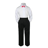 3pc Formal Baby Toddler Teens Boys Coral Red Bow Tie Pants Suits S-14 (4T)