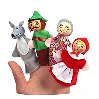 Little Red Riding Hood Christmas Animal Finger Puppet Toy Educational Toys Storytelling Doll Cartoon Finger Puppets for Kids 4PCS, Finger Puppets