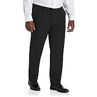 Oak Hill by DXL Men's Big and Tall Easy Stretch Pleated Dress Pants Black 64 x 32