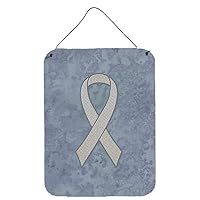 Caroline's Treasures AN1210DS1216 Clear Ribbon for Lung Cancer Awareness Wall or Door Hanging Prints Aluminum Metal Sign Kitchen Wall Bar Bathroom Plaque Home Decor Front Door Plaque, 12x16, Multicolo