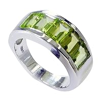 Natural Green Peridot Ring Band Men Bold August Birthstone Handmade Size 4,5,6,7,8,9,10,11,12